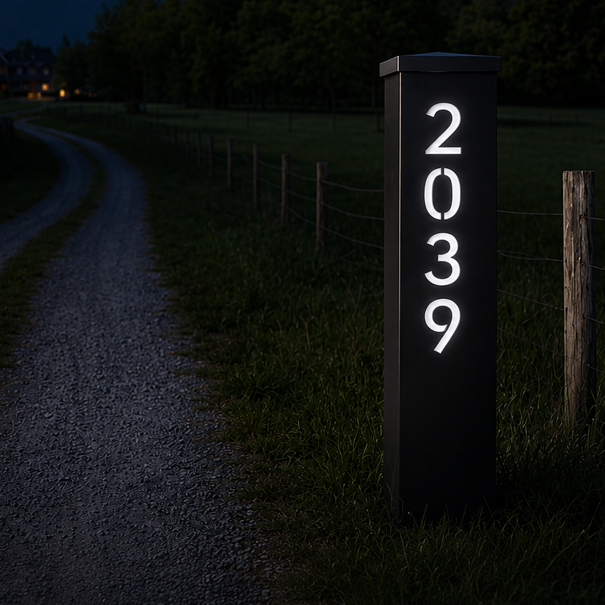 Monolith America illuminated address pillar